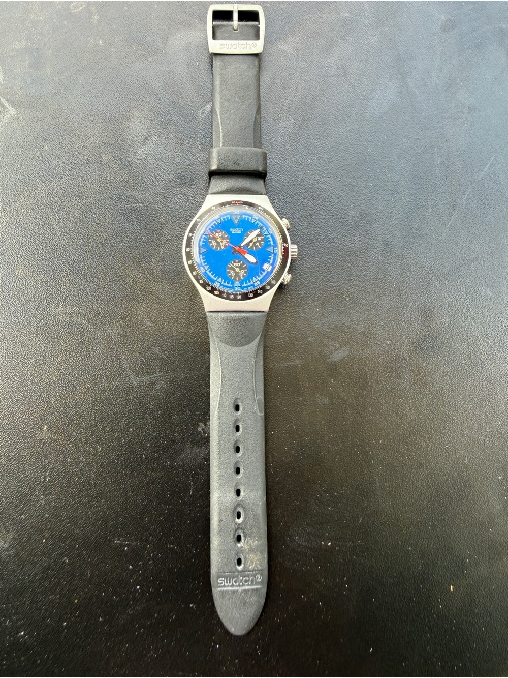 Vintage Swatch Irony Blue Dial Chronograph Aluminum Swiss Watch - Picture 3 of 4